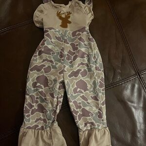 Camouflage Overalls with Deer Motif